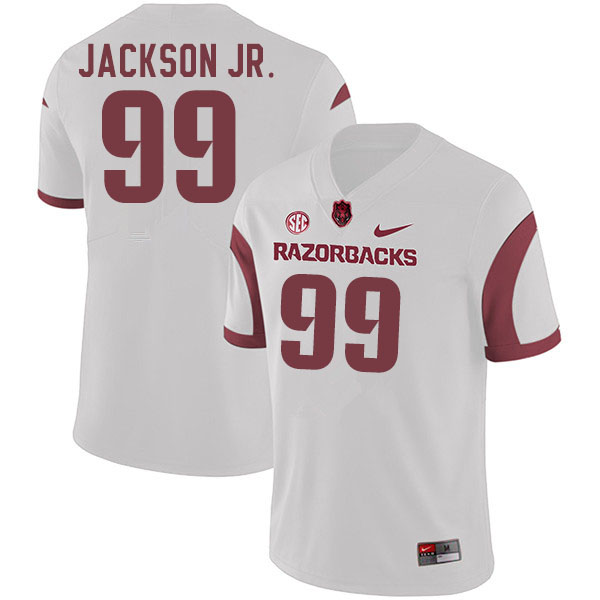 Men #99 Enoch Jackson Jr. Arkansas Razorbacks College Football Jerseys Sale-White - Click Image to Close